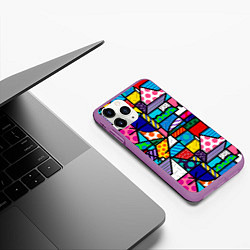 Чехол iPhone 11 Pro матовый Ромеро Бритто красочный узор, цвет: 3D-фиолетовый — фото 2