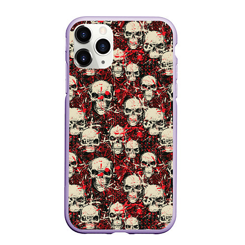 Чехол iPhone 11 Pro матовый Кровавые Черепа Skulls / 3D-Светло-сиреневый – фото 1