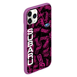 Чехол iPhone 11 Pro матовый SUBARU STI PATTERN, цвет: 3D-фиолетовый — фото 2