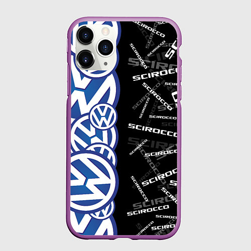 Чехол iPhone 11 Pro матовый Volkswagen Scirocco Half Pattern / 3D-Фиолетовый – фото 1
