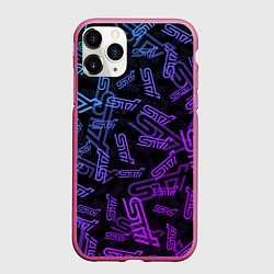 Чехол iPhone 11 Pro матовый STI NEON PATTERN, цвет: 3D-малиновый