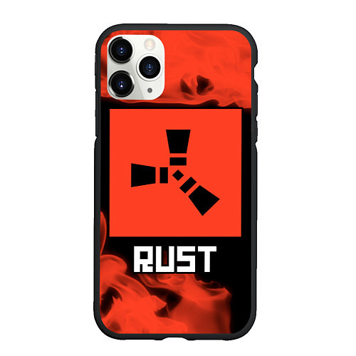 Чехол iPhone 11 Pro матовый RUST - Красное Пламя / 3D-Черный – фото 1