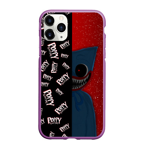 Чехол iPhone 11 Pro матовый Poppy Playtime Half Pattern Half Face / 3D-Фиолетовый – фото 1