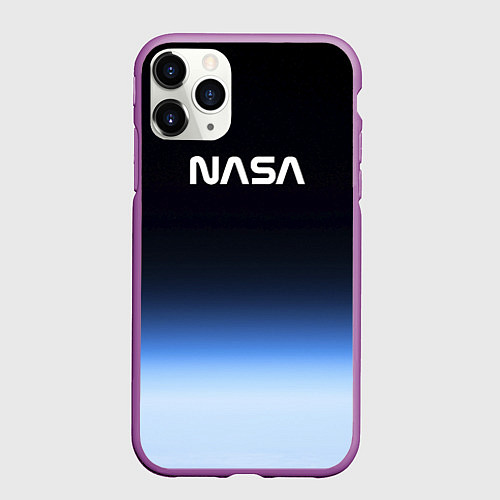 Чехол iPhone 11 Pro матовый NASA с МКС / 3D-Фиолетовый – фото 1