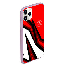 Чехол iPhone 11 Pro матовый MERCEDES BENZ АБСРАКЦИЯ КРАСНАЯ, цвет: 3D-сиреневый — фото 2
