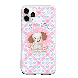 Чехол iPhone 11 Pro матовый I love dog я люблю собак, цвет: 3D-белый