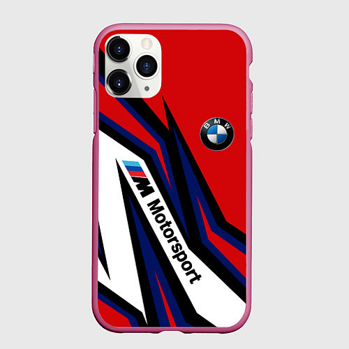 Чехол iPhone 11 Pro матовый БМВ МОТОСПОРТ BMW MOTOSPORT / 3D-Малиновый – фото 1