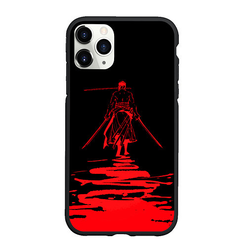 Чехол iPhone 11 Pro матовый One Piece Красный след / 3D-Черный – фото 1