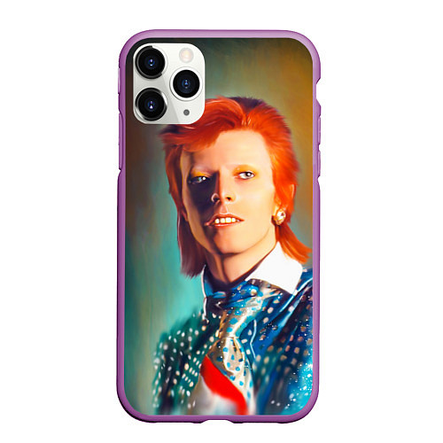 Чехол iPhone 11 Pro матовый Ziggy Stardust Portrait / 3D-Фиолетовый – фото 1