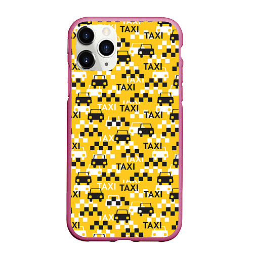 Чехол iPhone 11 Pro матовый Такси Taxi / 3D-Малиновый – фото 1