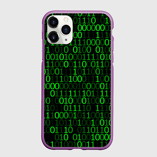 Чехол iPhone 11 Pro матовый Бинарный Код Binary Code / 3D-Фиолетовый – фото 1