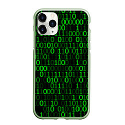 Чехол iPhone 11 Pro матовый Бинарный Код Binary Code, цвет: 3D-салатовый