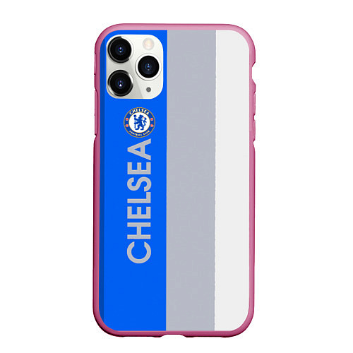 Чехол iPhone 11 Pro матовый Chelsea football club / 3D-Малиновый – фото 1