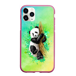 Чехол iPhone 11 Pro матовый ПАНДА PANDA ЦВЕТНЫЕ КРАСКИ, цвет: 3D-малиновый