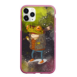 Чехол iPhone 11 Pro матовый Лягушка хулиган Frog hooligan, цвет: 3D-малиновый