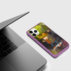 Чехол iPhone 11 Pro матовый Лягушка хулиган Frog hooligan, цвет: 3D-фиолетовый — фото 2