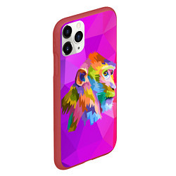 Чехол iPhone 11 Pro матовый Цветная обезьяна Color monkey, цвет: 3D-красный — фото 2