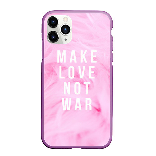 Чехол iPhone 11 Pro матовый Make love not var / 3D-Фиолетовый – фото 1