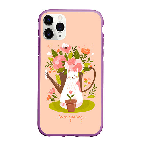 Чехол iPhone 11 Pro матовый Love spring / 3D-Фиолетовый – фото 1