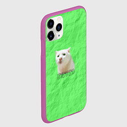 Чехол iPhone 11 Pro матовый Приемлемо кот мем, цвет: 3D-фиолетовый — фото 2
