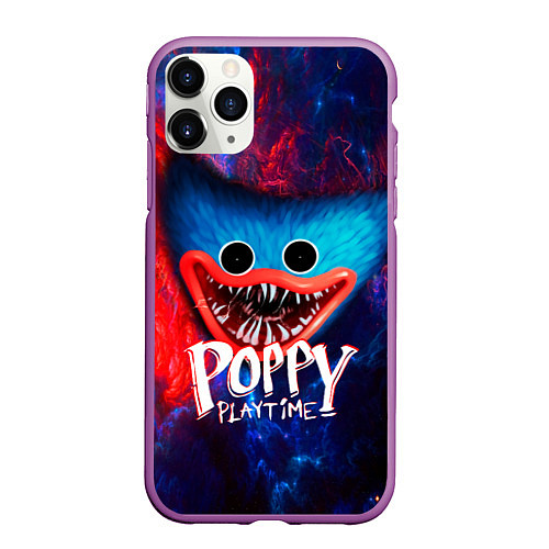 Чехол iPhone 11 Pro матовый ХАГИ ВАГИ В КОСМОСЕ POPPY PLAYTIME SPACE / 3D-Фиолетовый – фото 1