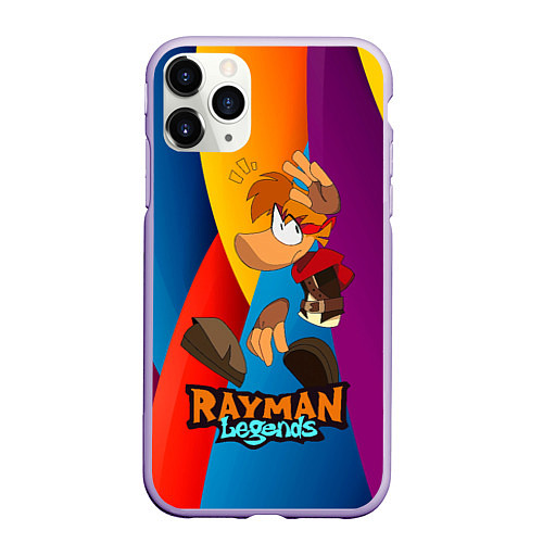 Чехол iPhone 11 Pro матовый Rayman Радужный фон / 3D-Светло-сиреневый – фото 1