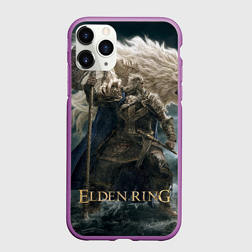 Чехол iPhone 11 Pro матовый Годфри и лев Elden Ring / 3D-Фиолетовый – фото 1