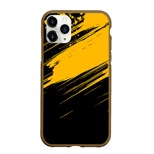 Чехол iPhone 11 Pro матовый Black and yellow grunge / 3D-Коричневый – фото 1