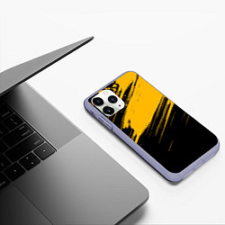 Чехол iPhone 11 Pro матовый Black and yellow grunge, цвет: 3D-светло-сиреневый — фото 2