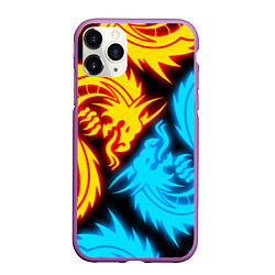 Чехол iPhone 11 Pro матовый НЕОНОВЫЕ ДРАКОНЫ NEON DRAGONS, цвет: 3D-фиолетовый