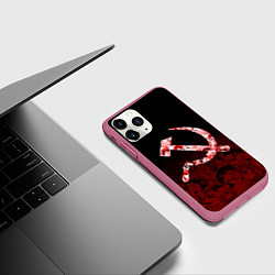 Чехол iPhone 11 Pro матовый СССР АХЕГАО USSR AHEGAO, цвет: 3D-малиновый — фото 2
