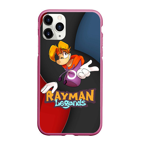 Чехол iPhone 11 Pro матовый Rayman на абстрактном фоне / 3D-Малиновый – фото 1