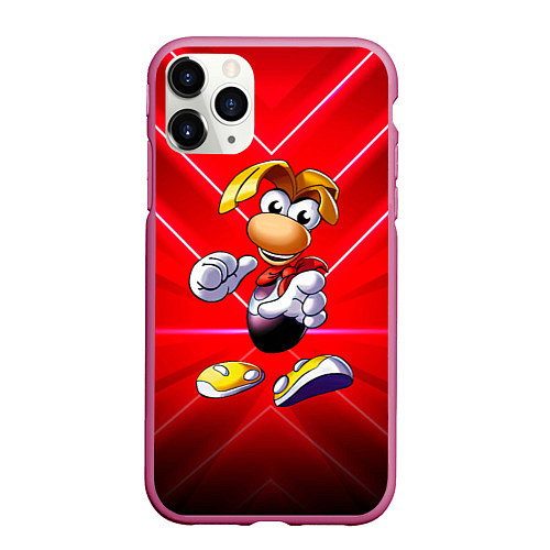 Чехол iPhone 11 Pro матовый Бегущий Rayman 3D / 3D-Малиновый – фото 1