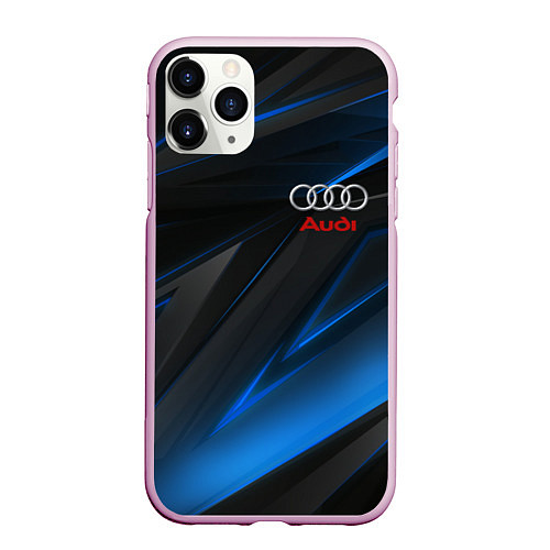 Чехол iPhone 11 Pro матовый AUDI NEON STRIPES GEOMETRY LINE / 3D-Розовый – фото 1