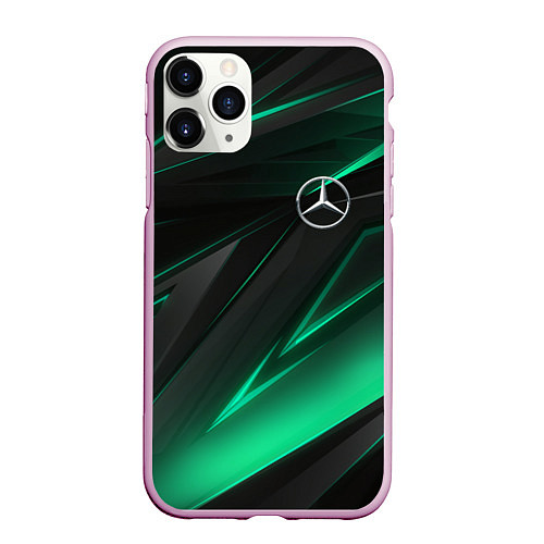 Чехол iPhone 11 Pro матовый MERCEDES-BENZ AMG NEON STRIPES PETRONAS / 3D-Розовый – фото 1