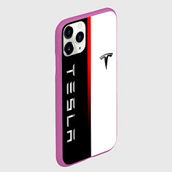 Чехол iPhone 11 Pro матовый ТЕСЛА -TESLA КРАСНАЯ ЛИНИЯ МИНИМАЛИЗМ, цвет: 3D-фиолетовый — фото 2