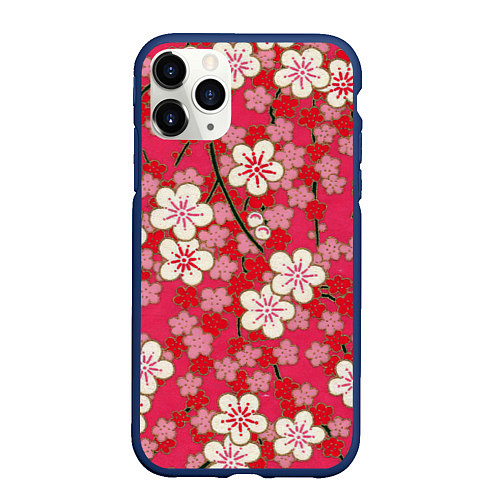 Чехол iPhone 11 Pro матовый Пышная весна / 3D-Тёмно-синий – фото 1