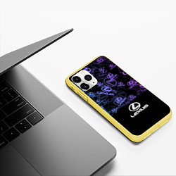 Чехол iPhone 11 Pro матовый LEXUS LOGO NEON PATTERN, цвет: 3D-желтый — фото 2