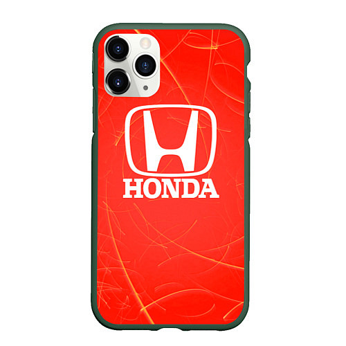 Чехол iPhone 11 Pro матовый Honda хонда / 3D-Темно-зеленый – фото 1