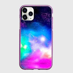 Чехол iPhone 11 Pro матовый Colorful Space Космос, цвет: 3D-фиолетовый