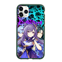 Чехол iPhone 11 Pro матовый ГЕРОИНИ GENSHIN IMPACT NEON GRAFFITI