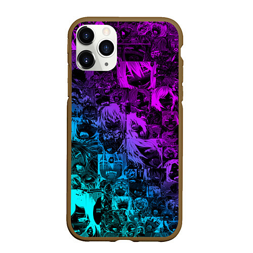 Чехол iPhone 11 Pro матовый AHEGAO NEON GIRL НЕОНОВЫЙ АХЕГАО / 3D-Коричневый – фото 1