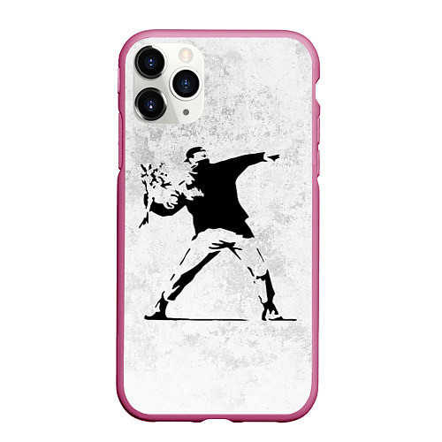 Чехол iPhone 11 Pro матовый BANKSY БУНТ RIOT БЭНКСИ / 3D-Малиновый – фото 1