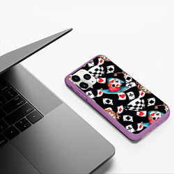 Чехол iPhone 11 Pro матовый Алиса в стране чудес - карты, цвет: 3D-фиолетовый — фото 2