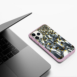 Чехол iPhone 11 Pro матовый Пингвины Penguins, цвет: 3D-розовый — фото 2