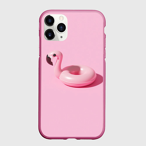 Чехол iPhone 11 Pro матовый Flamingos Розовый фламинго / 3D-Малиновый – фото 1