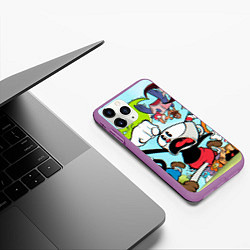 Чехол iPhone 11 Pro матовый Побег От Боссов Магман Cuphead, цвет: 3D-фиолетовый — фото 2