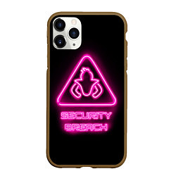 Чехол iPhone 11 Pro матовый Five Nights at Freddys: Security Breach лого, цвет: 3D-коричневый