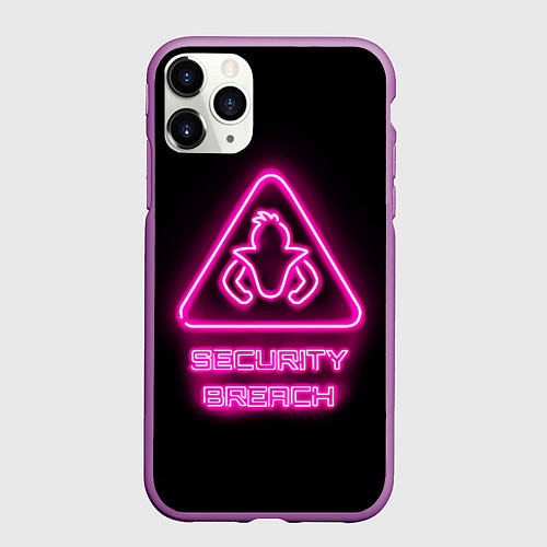 Чехол iPhone 11 Pro матовый Five Nights at Freddys: Security Breach лого / 3D-Фиолетовый – фото 1