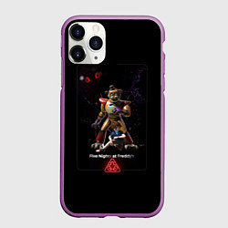 Чехол iPhone 11 Pro матовый FNAF 9 Security Breach персонажи, цвет: 3D-фиолетовый
